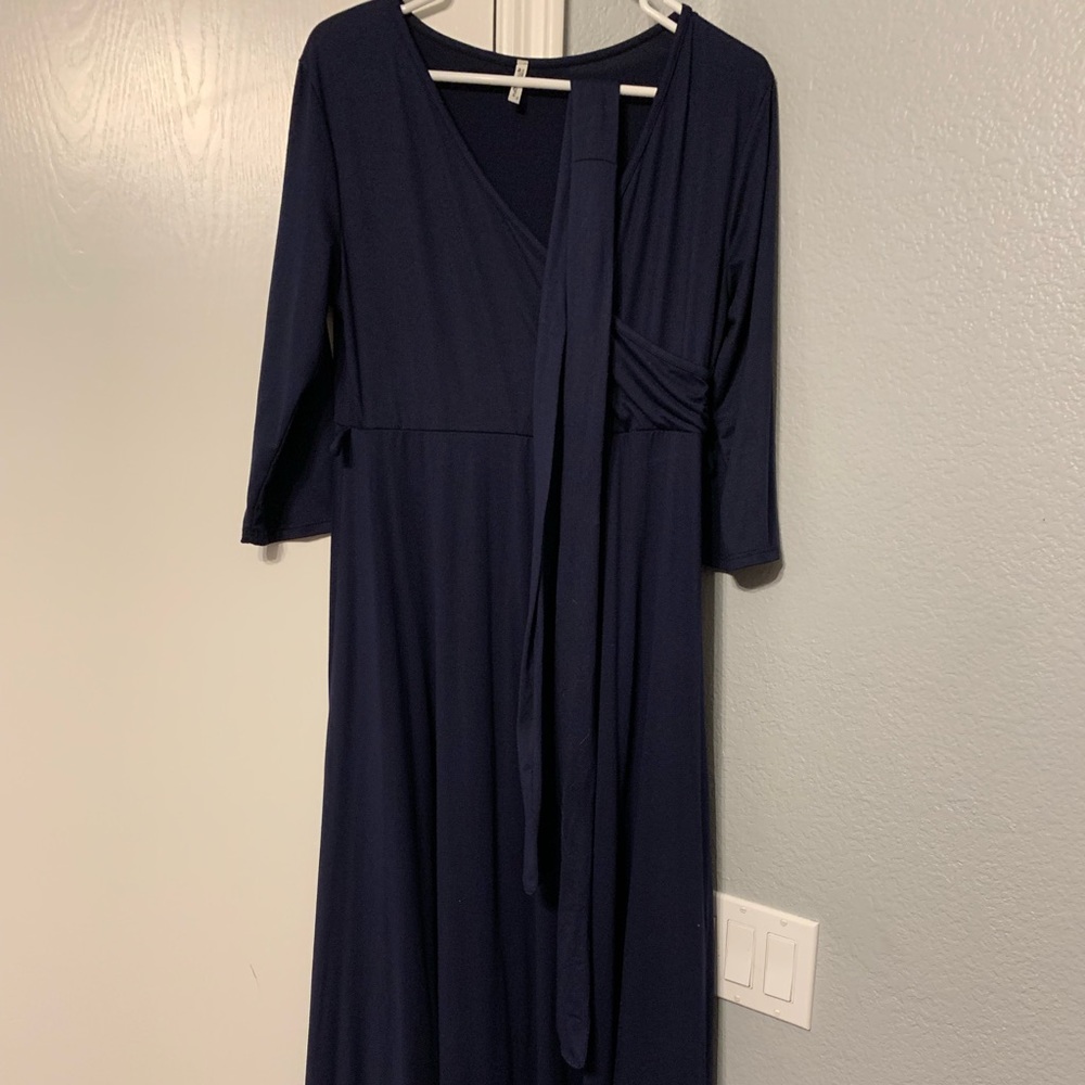 Navy Maternity Maxi Dress